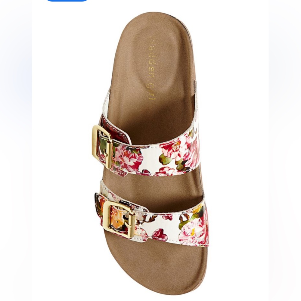 NWOT, Madden Girl Brando Floral Flat Buckle Sandals